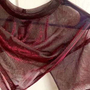 Black Red Chrome shift mesh crop top